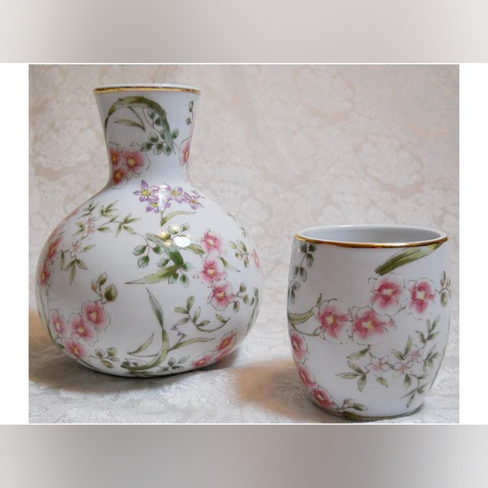 Nantucket Porcelain Bedside Water Carafe with Matching Cup